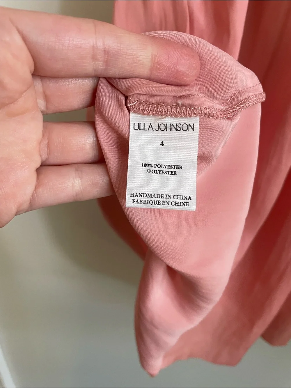 Ulla Johnson Liv Blouse Satin Rose Pink Size 4